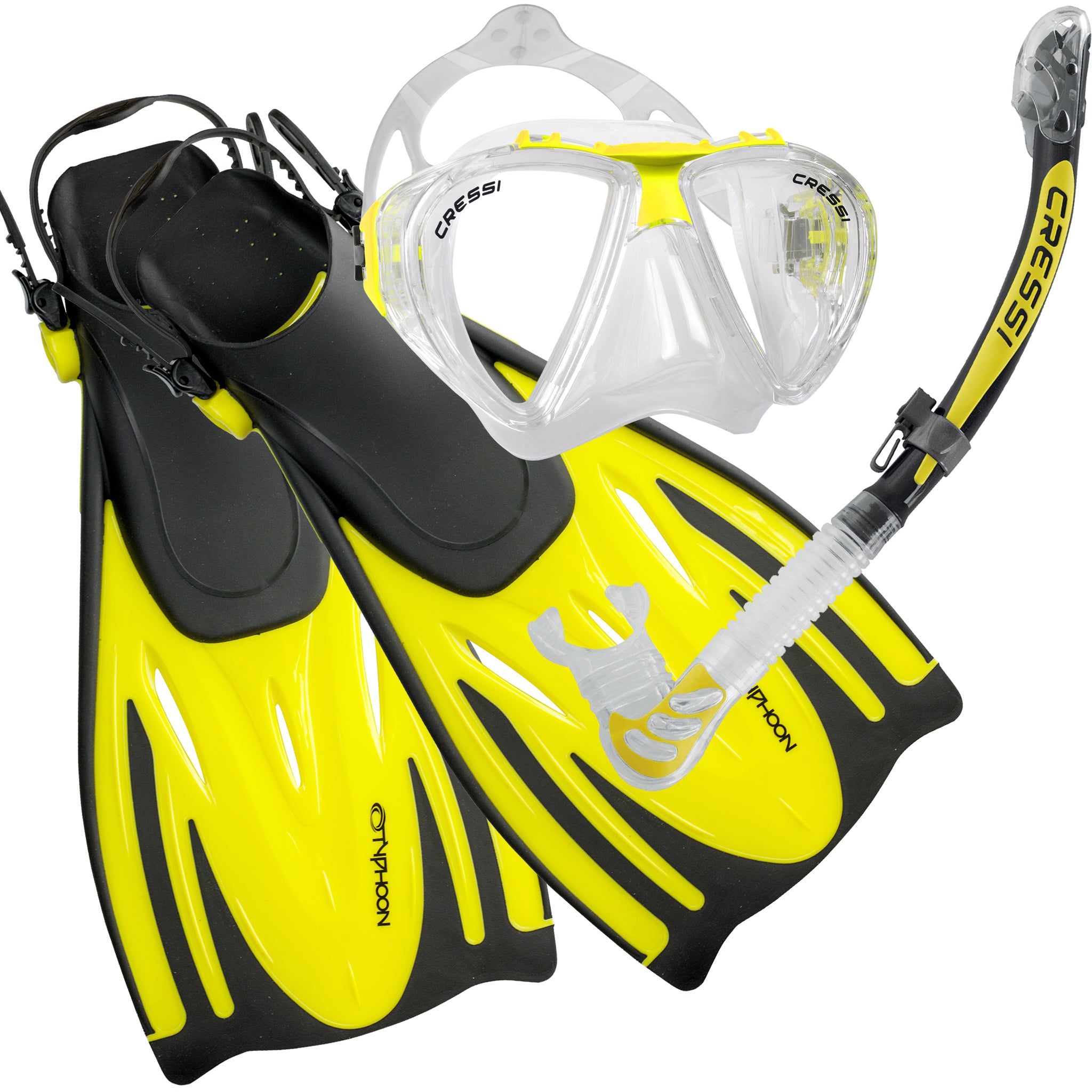 Cressi Palau SAF Set Mask Snorkel Fin Combo Blue 